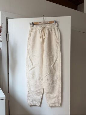 Everlane Cream Drawstring 100 % Linen Pants